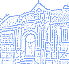 Outline version of the entrance to the Passmore Edwards Library on Wells Way