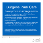 Burgess Park Cafe catering arrangements