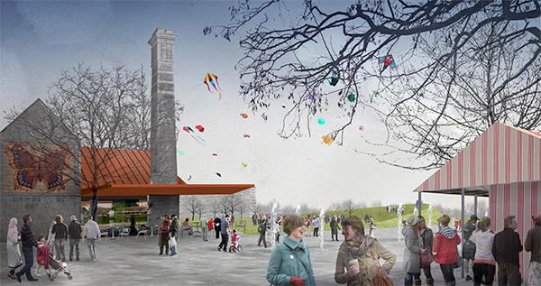 Image of Passmore Edwards with new entrance. Image from LDA masterplan designs